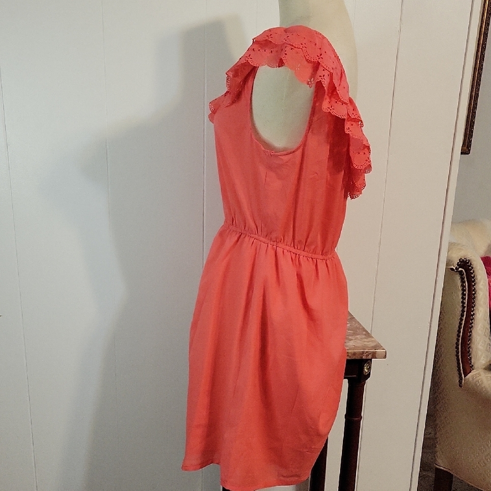 Mine One-Shoulder Ruffled Peach Dress - Picture 5 of 7